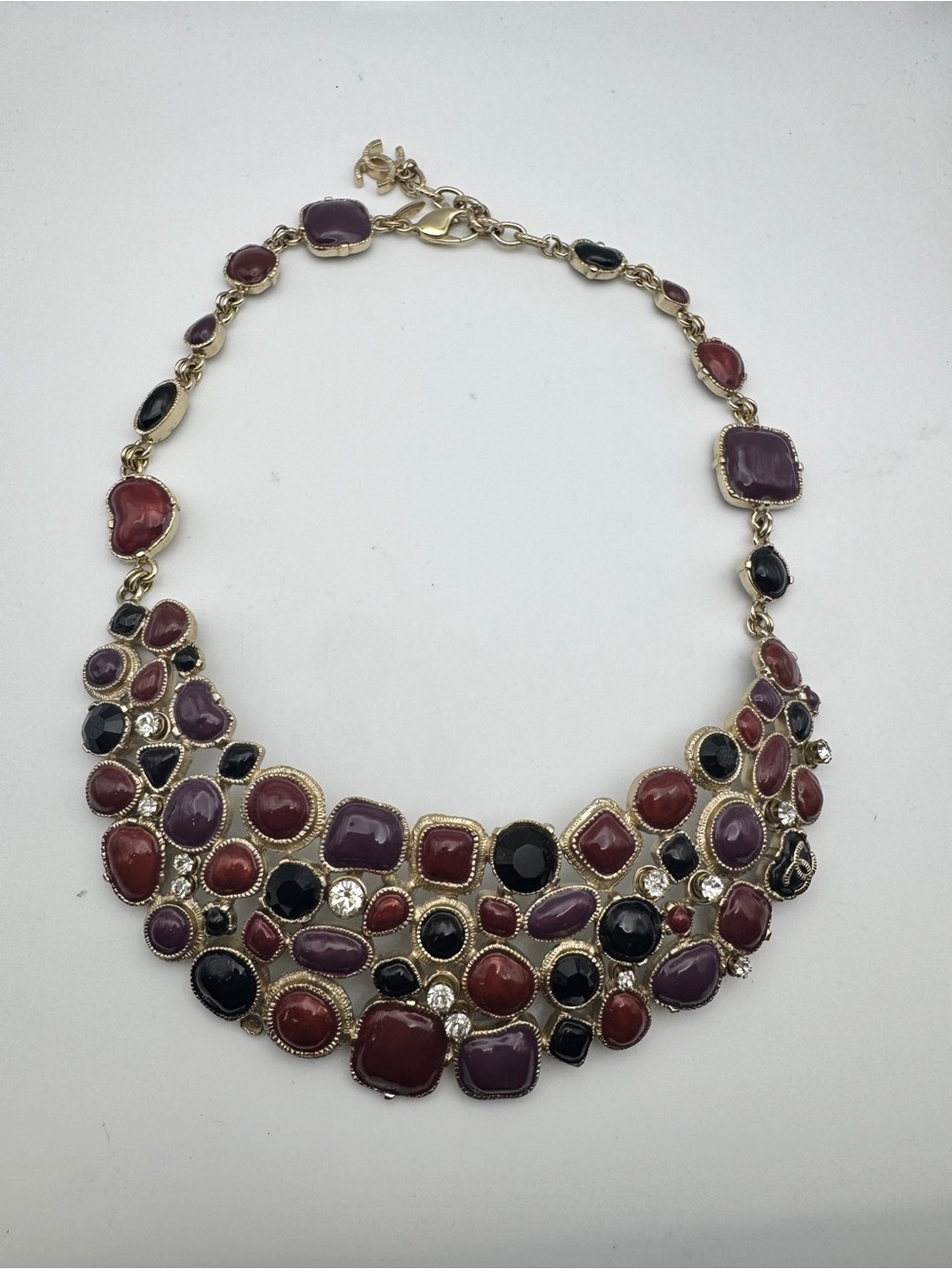 Chanel CC Gripoix Crystal Multi Color Enamel Gold Tone Necklace